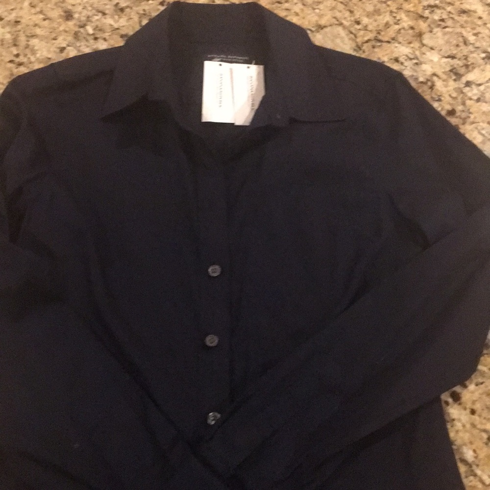 Dark Blue Banana Republic nine iron fitted blouse